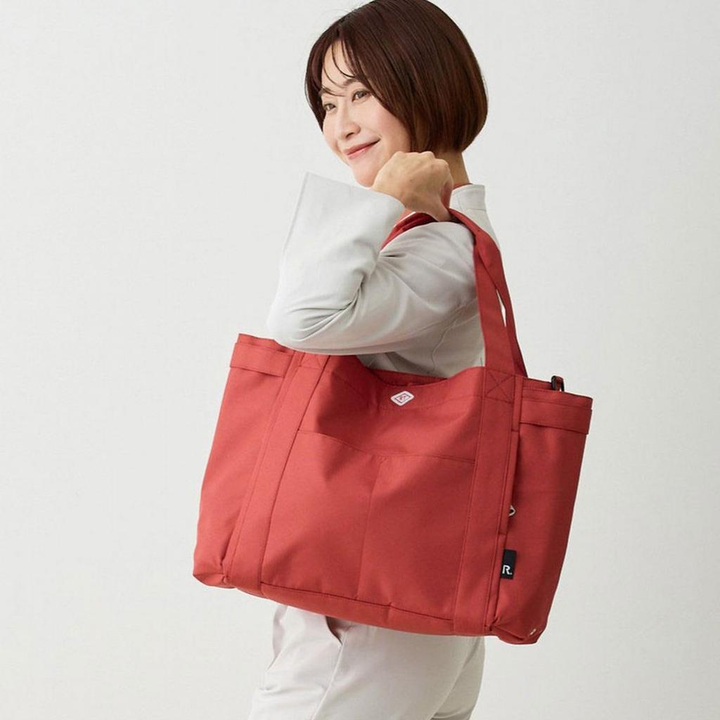 Rootote Women's A4 Tote Bag, Water-Repellent, Lightweight, with 8 Mid-Pockets, 0714 (1403 Red)