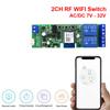 2CH WiFi RF433 Wireless Switch-Relay, Inching Self-Locking Interlock Modes Smart-Life App-control Modules AC-DC 7V-32V