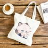Süßer Anime-Charakter mit Katzenaufdruck Canvas-Tragetasche Schulter-Handtasche Geschenk für Fans