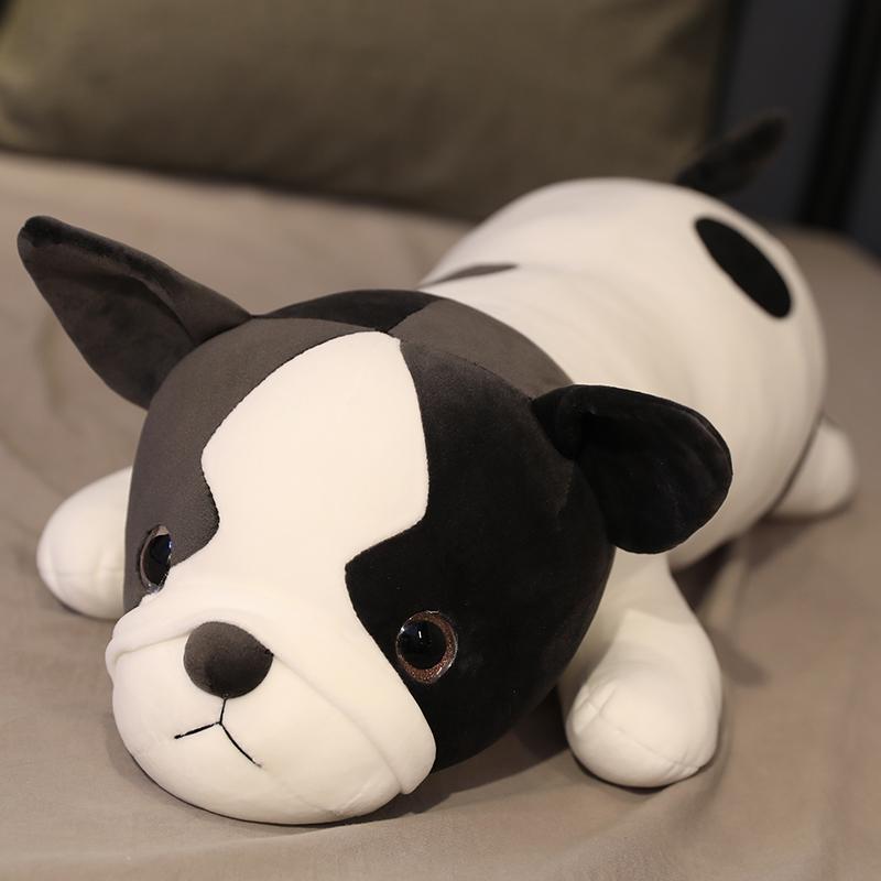 80-120cm Deitado Bulldog Francês Pelúcia Brinquedos Bichos de Pelúcia Bonito Cachorro Cachorrinho Boneca Animal Macio Longo Almofada de Dormir Almofada Crianças Meninas Presente