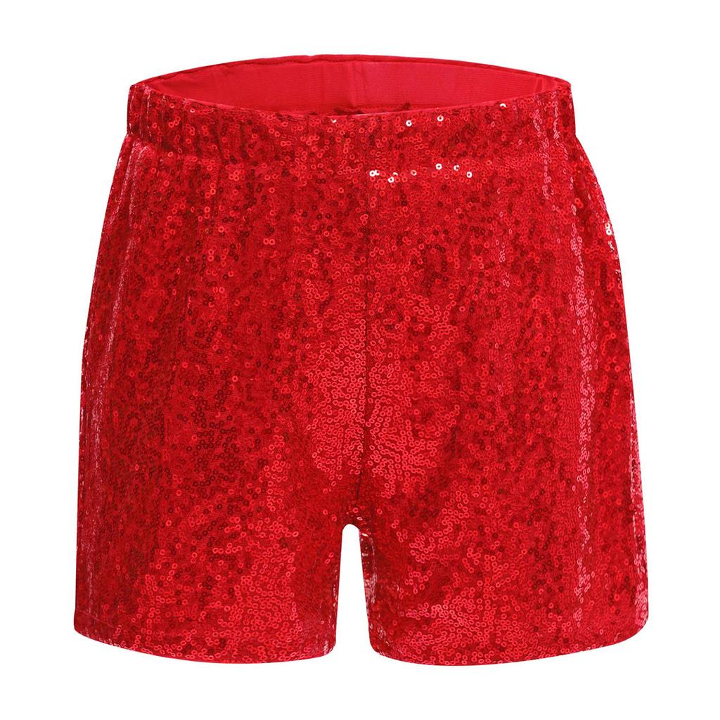 Girls Sequined Dance Shorts Elastic Waist Shiny Sequins Jazz Performance Cheerleading Competition Bottom
