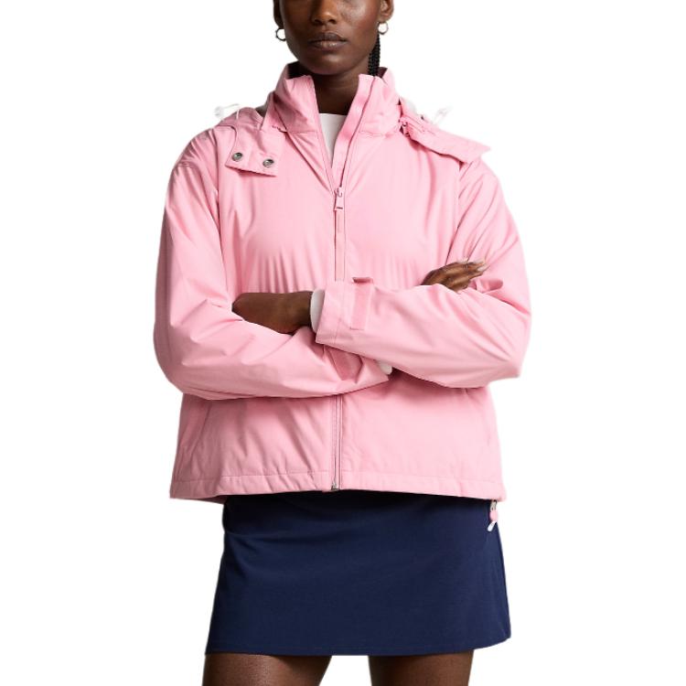 Polo Ralph Lauren Solid Color Hooded Zip-Up Long Sleeve Jacket Women Jackets Pink WMXGOTWN2820034-650