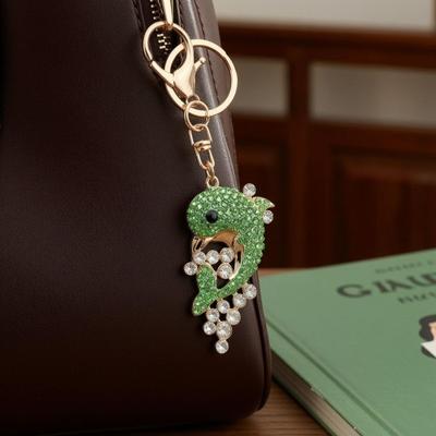 Rhinestone Dolphin Keychain Sparkling Sea Animal Car Key Ring Holder Backpack Purse Handbag