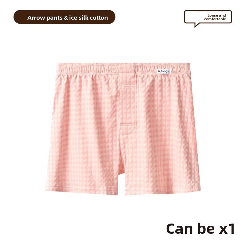Men s Spring and Summer Checked Breathable and Loose Home Briefs L
