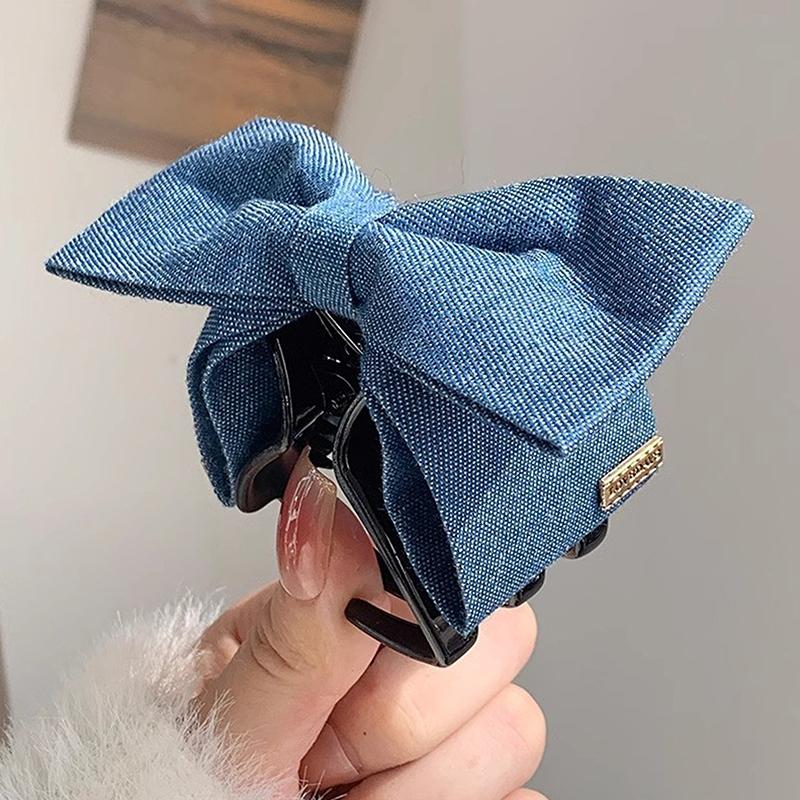 

Модная Простая Джинсовая Заколка-Бант для Волос Большая Заколка-Акула Головной Убор для Женщин Девочек Милые Универсальные Аксессуары для Волос Подарки