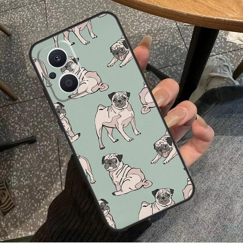 Cute Pug Dog Case For OPPO Reno 7 8 10 Pro 8T 2Z 4Z 5Z 6 Lite OPPO Find X6 Pro X2 X5 Lite X3 Neo Cover