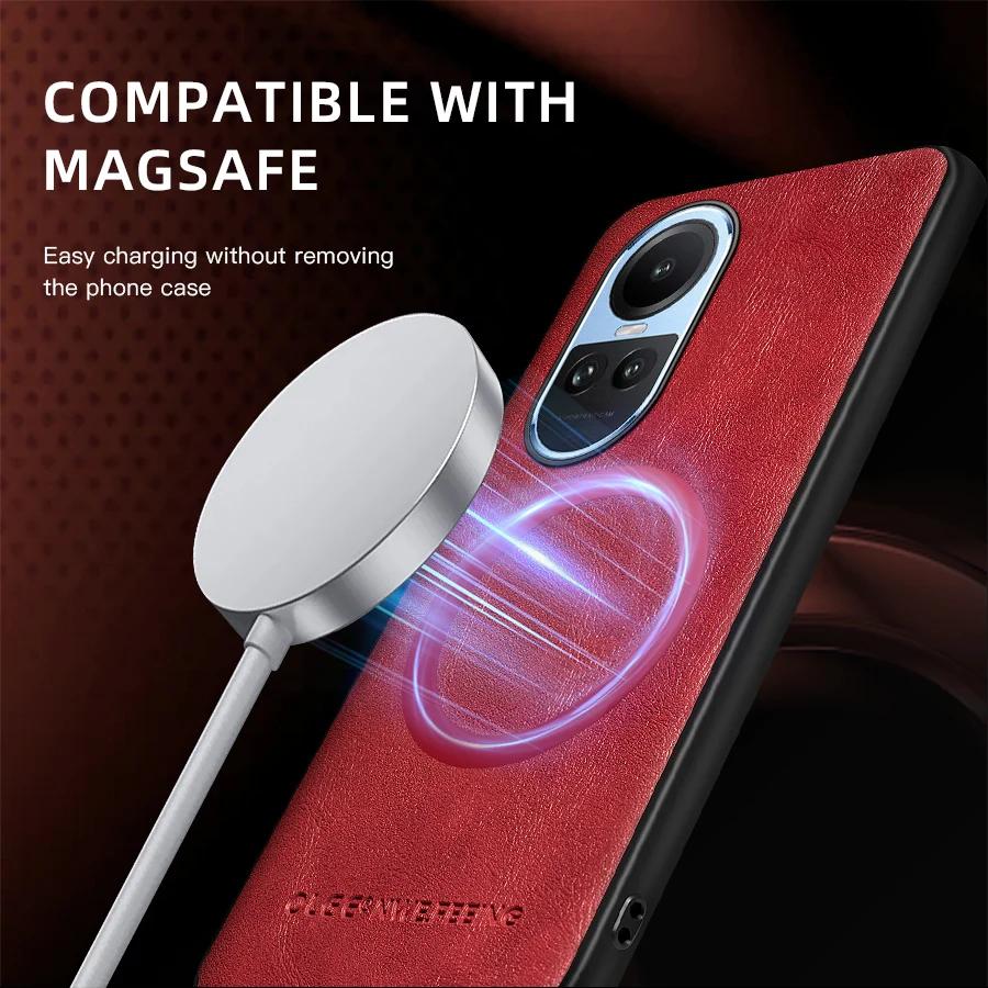 For OPPO Reno 10 10 Pro 10 ProPlus PU Leather Magnetic Ring Soft Edge Anti-Drop Anti-Fingerprint Phone Case