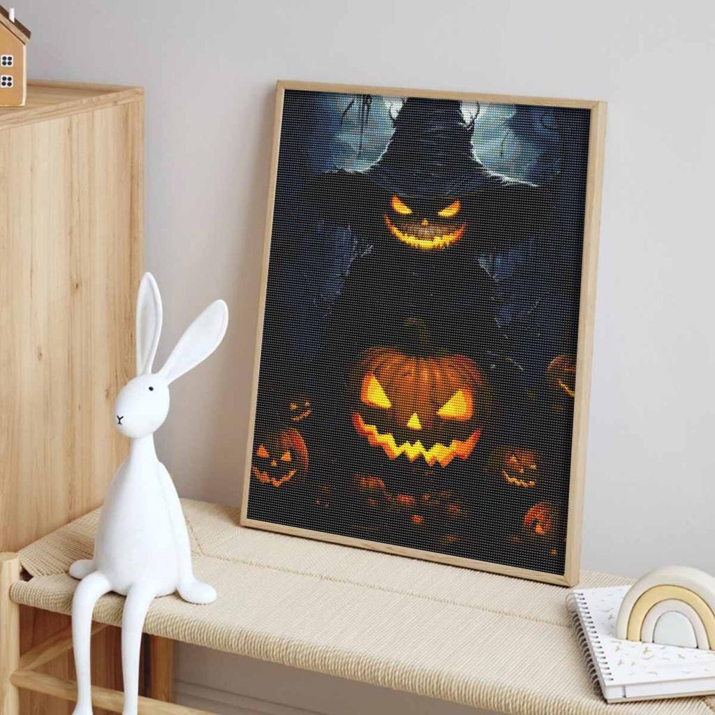 Halloween 5D DIY Diamond Art Painting Kit Pumpkin Jacko'lantern Home Wall Decor Handmade Gift Holiday Craft Ornament Decoration