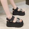 Fashion 8CM Women Summer High Platform Sandals Glitter Slides 2025 Crystal Butterfly-knot Shoes Woman Pantofle Soft Beach Slides Zapatos