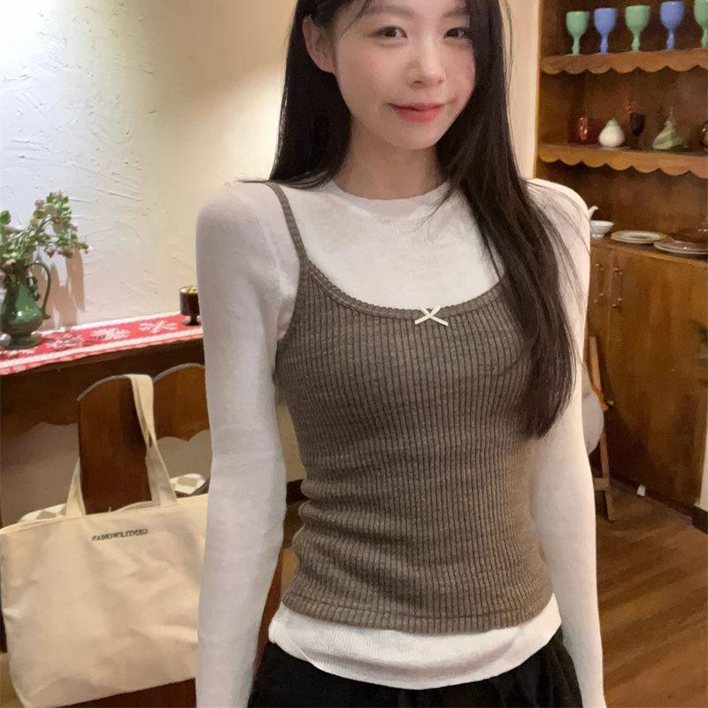 

Женский осенний облегающий трикотажный костюм-двойка с длинными рукавами M: 95-105 lbs