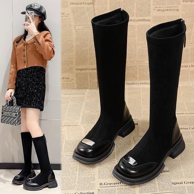 Fashion AJGS Autumn Winter Women's Over The Knee Sock Boots 2024 Stretch Knitted Thick Heels Long Boots Woman Slip On Platform Shoes