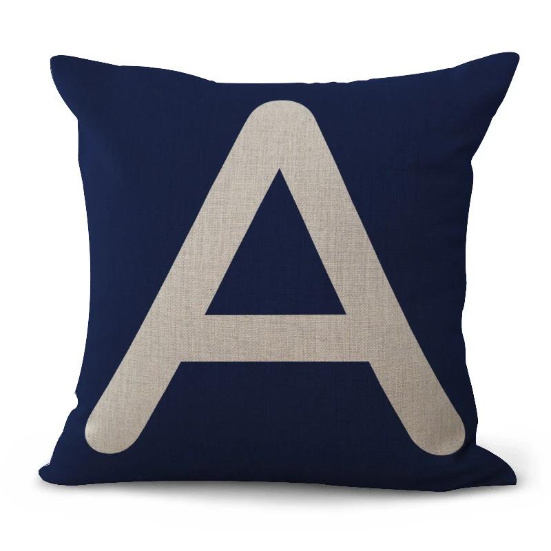 Simple Pure Color English Alphabet throw pillow cover with short plush print for living room sofa decoration cushion cover