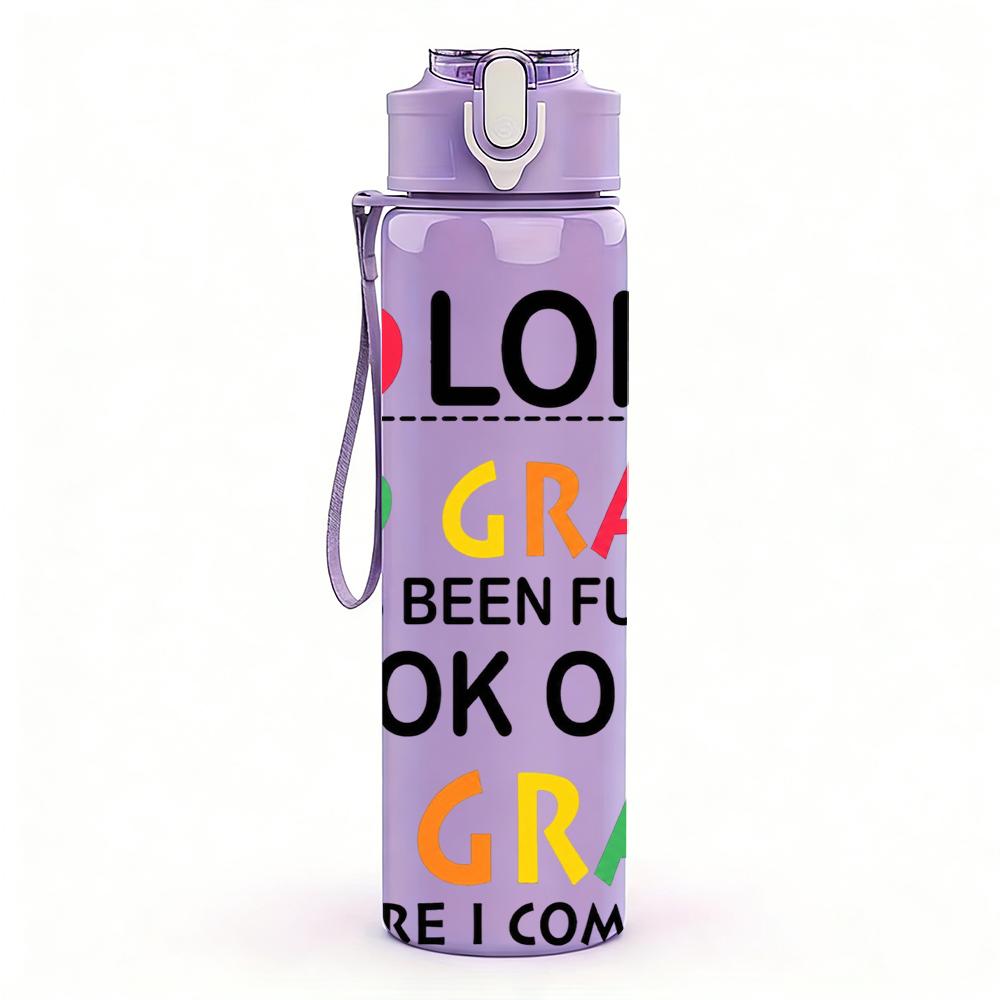 1PC 2nd 3rd Grade Transition Lettering 750ml Color Plastic Water Bottle Leakproof Flip Straw Lid For Sports Office Home Use