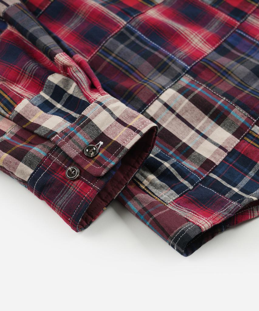 FRIZMWORKS Madras Patchwork Relaxed Shirt _ Wine