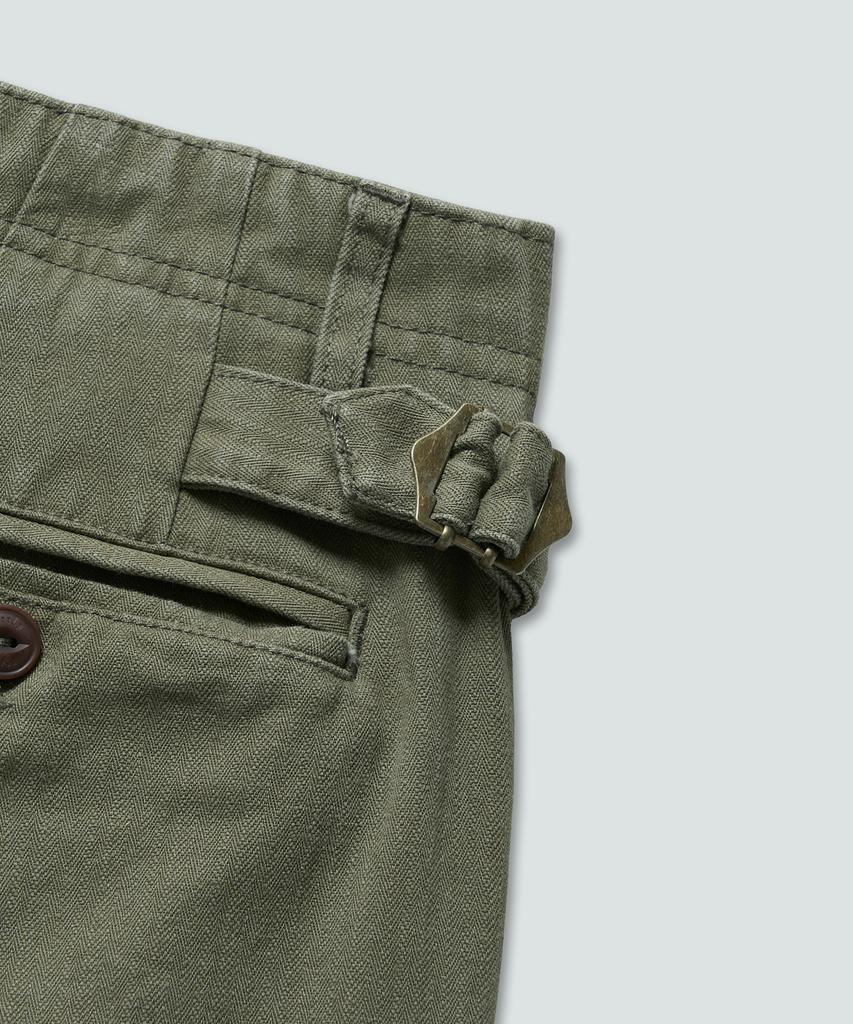 Pilpeu One-Tuck Herringbone Washed High Waist Pants (Khaki)