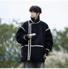 Men's Lambswool Fur-Lined Color Block Winter Jacket, Trendy American Brand, Plus Size, Thickened Cotton for Teens