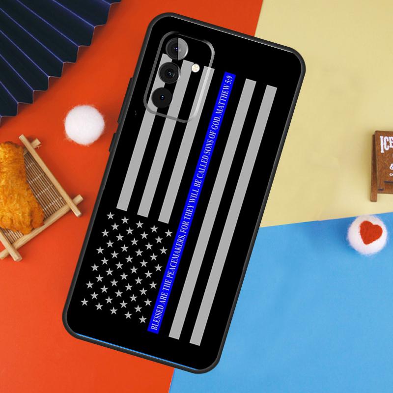 

Police Styled Thin Blue Line Flag Case For Samsung Galaxy A54 A34 A14 A15 A35 A55 A52 A32 A12 A51 A71 A13 A23 A33 A53 Cover For Samsung A35