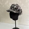 Retro Plaid Forward Hat Female Autumn and Winter Versatile Face Small Painter Newsboy Hat Big Head Circumference Anti-wearing Beret