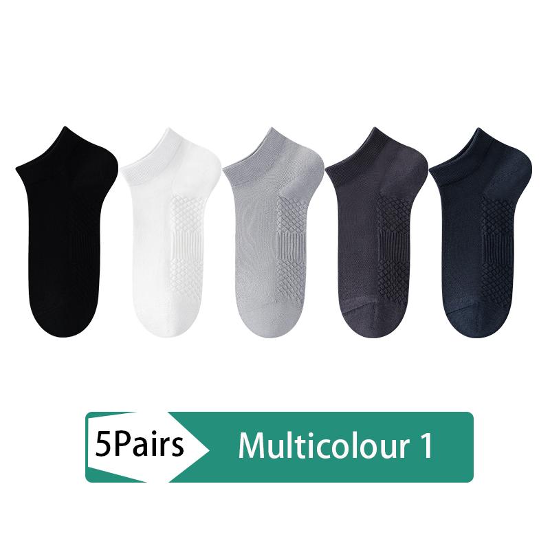 5Pairs Socks Men's cotton deodorant Antibacterial breathable casual black white business Short socks high quality size EU38-45