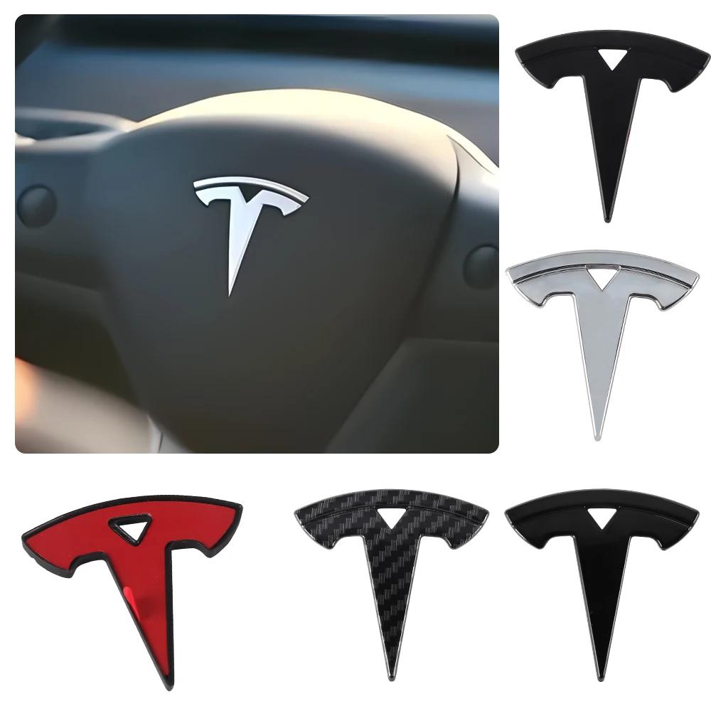 Car Sticker 2025 Hot 1Pcs Car Steering Wheel Sticker Emblem Cover Interior Accessories For Tesla Model 3 Y S X Roadster Juguete