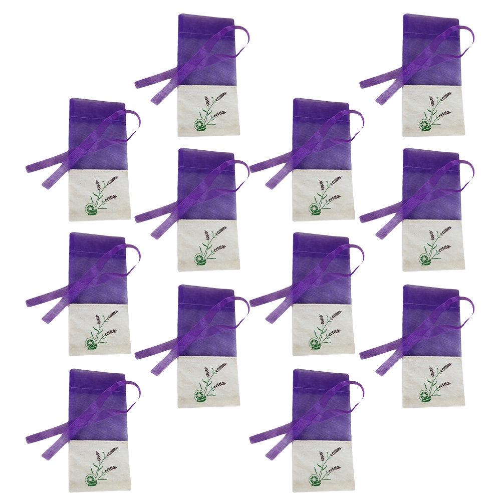 12Pcs Empty Drawstring Sachet Pouches Lavender Tone Small Mesh Organza Bags for Herbs Spices Jewelry Beads Gift Packaging