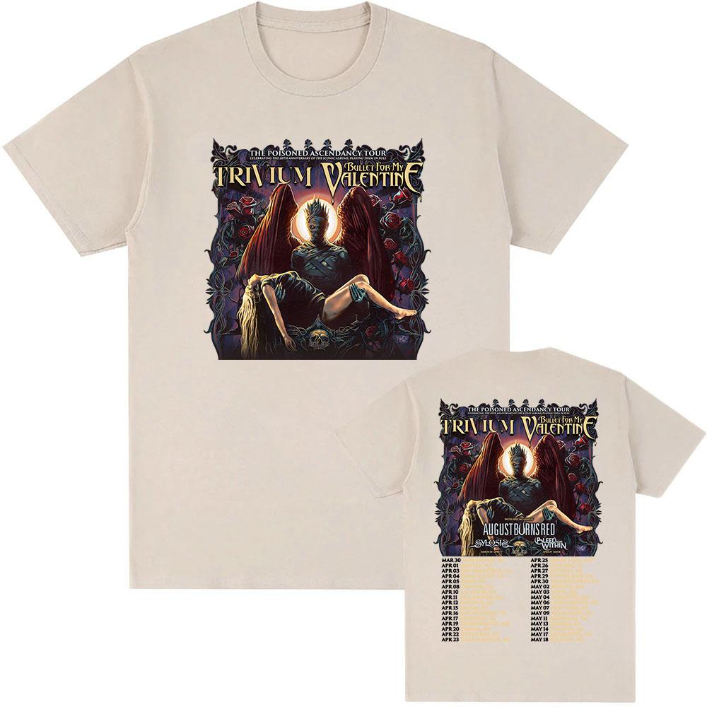 

Футболки группы Bullet for My Valentine Тур The Poisoned Ascendancy 2025 Новая футболка Хлопок Ropa Hombre Футболки Лето Мужская футболка L песочный