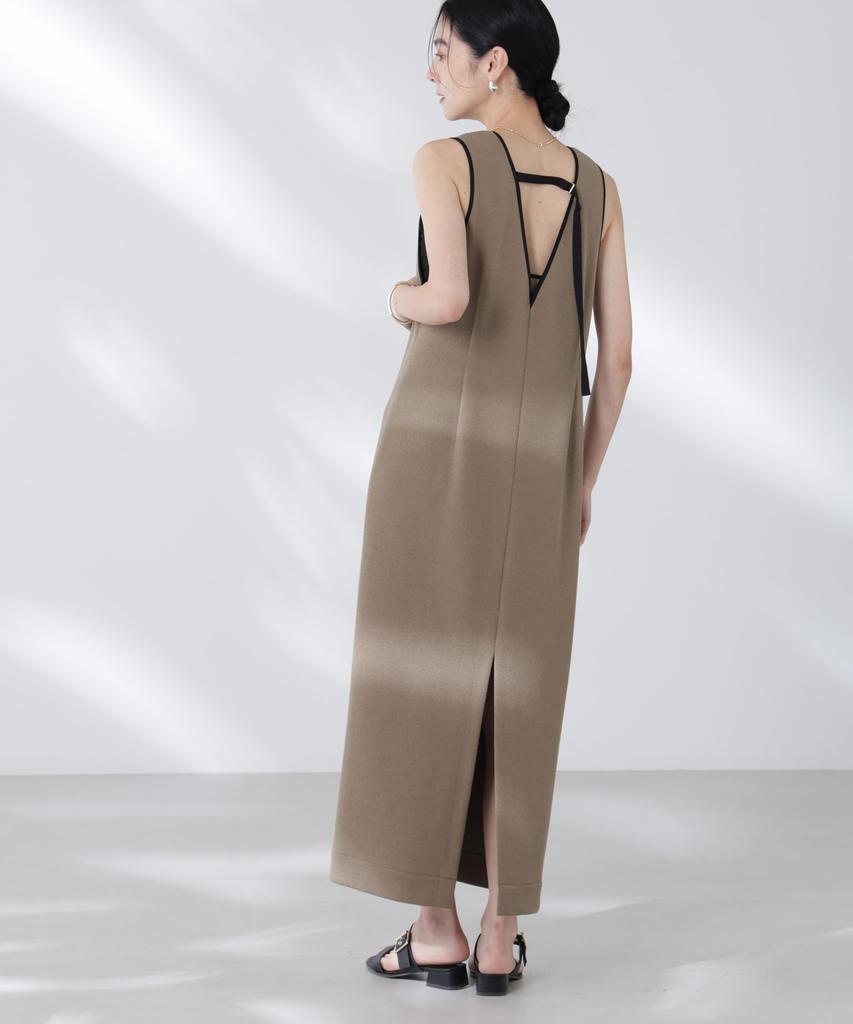 Nano Universe Boucle Cardboard Piping Size S Dress, Women's, (180cm), Khaki, 669-5119307