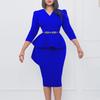 European & American Ruffled V-Neck Pencil Dress - Retro Style, Women's Temperament.
