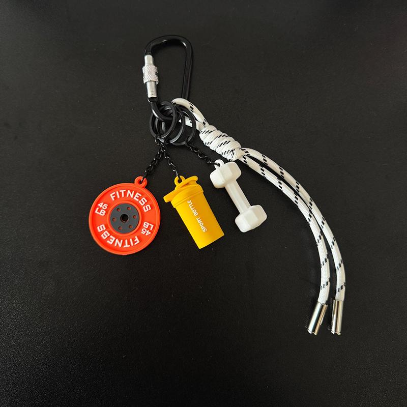 Y2K  Sports Fitness Bag Pendant Mini Dumbbell Water Cup Keychain Camera Mobile Phone Backpack Accessories For Men Women