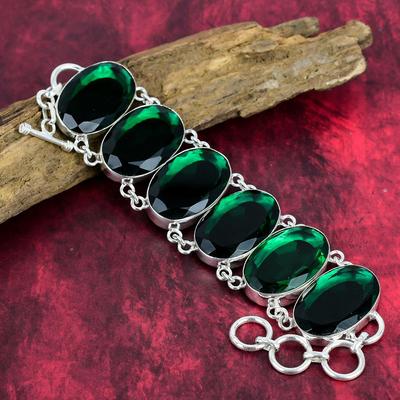 Gefacetteerde Chroomdiopsiet Armband Edelsteen Sieraden, 925 Massief Sterling Zilveren Armband, Verstelbare Handgemaakte Kettingarmband Cadeau Voor Liefde Sieraden