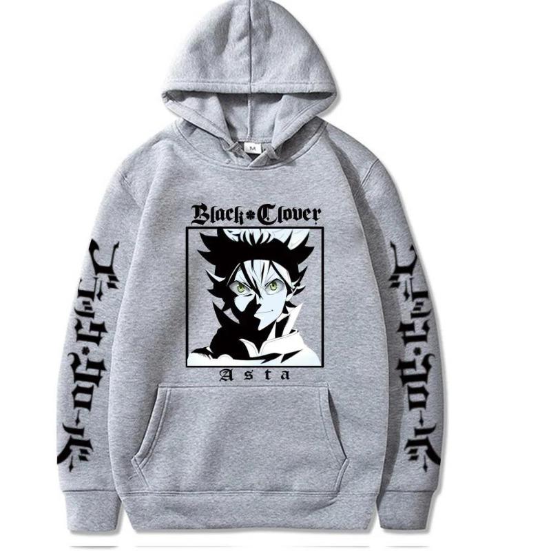Black Clover Anime Hoodie Print Fashion Sweatshirt Casual Unisex Autumn Winter Fleece Streetwear Tops Male Sudaderas