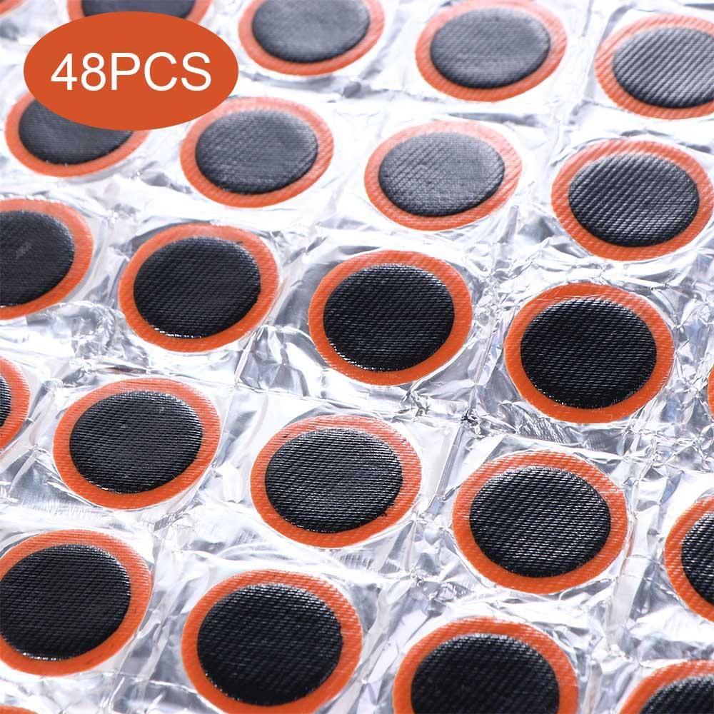 48-Piece Professional Bike Patch Kit - Vulcanizing Tire Repair Set for MTB & Road Bicycle Inner Tubes, Emergency Puncture Fix