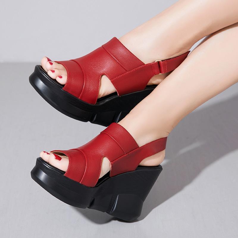 Fashion Hot Selling Summer Matsuke Thick Sole Fish Mouth Sandals Luxury Women's Outwear Slope Heels Comfortable Roman Sandals