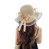 2024 Spring/Summer New Sun Hat with Ribbon Knot Decoration for Adult Straw Hat Sunscreen Beach Hat Elegant