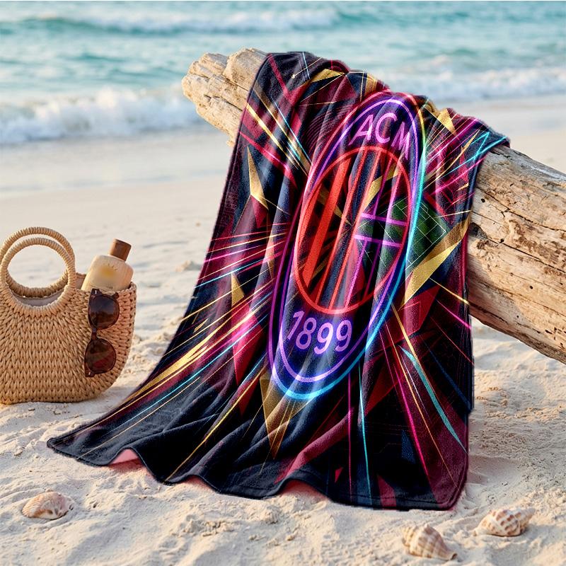 Asciugamano da Spiaggia in Microfibra con Stampa AC Milan Asciugatura Rapida Assorbente Grande Asciugamano per Spiaggia Nuoto Viaggio