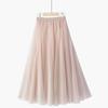 DX~~New Patchwork Ethnic Style Retro Pure Red Pleated Slim Fairy Mesh Skirt