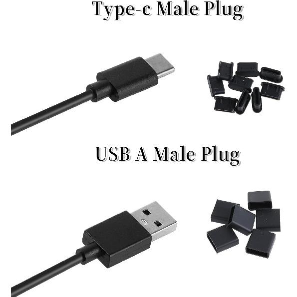 Bewudy 40 PCS 5 Types USB Anti Dust Cover Plugs, USB Type-C Dust Stopper, USB Dust Port Cover Plugs, Silicone USB Port Protector for USB A Female &
