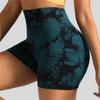 Seamless tie-dye sports shorts tight three-point pants women's high waist, hip lift and belly peach yoga fitness shorts
