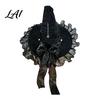 Adult Witch Hat Halloween for Women Velvet Wizard with Ruffle Stage Performance Brim And Bow Party Masquerade Cosplay Costume Accessory