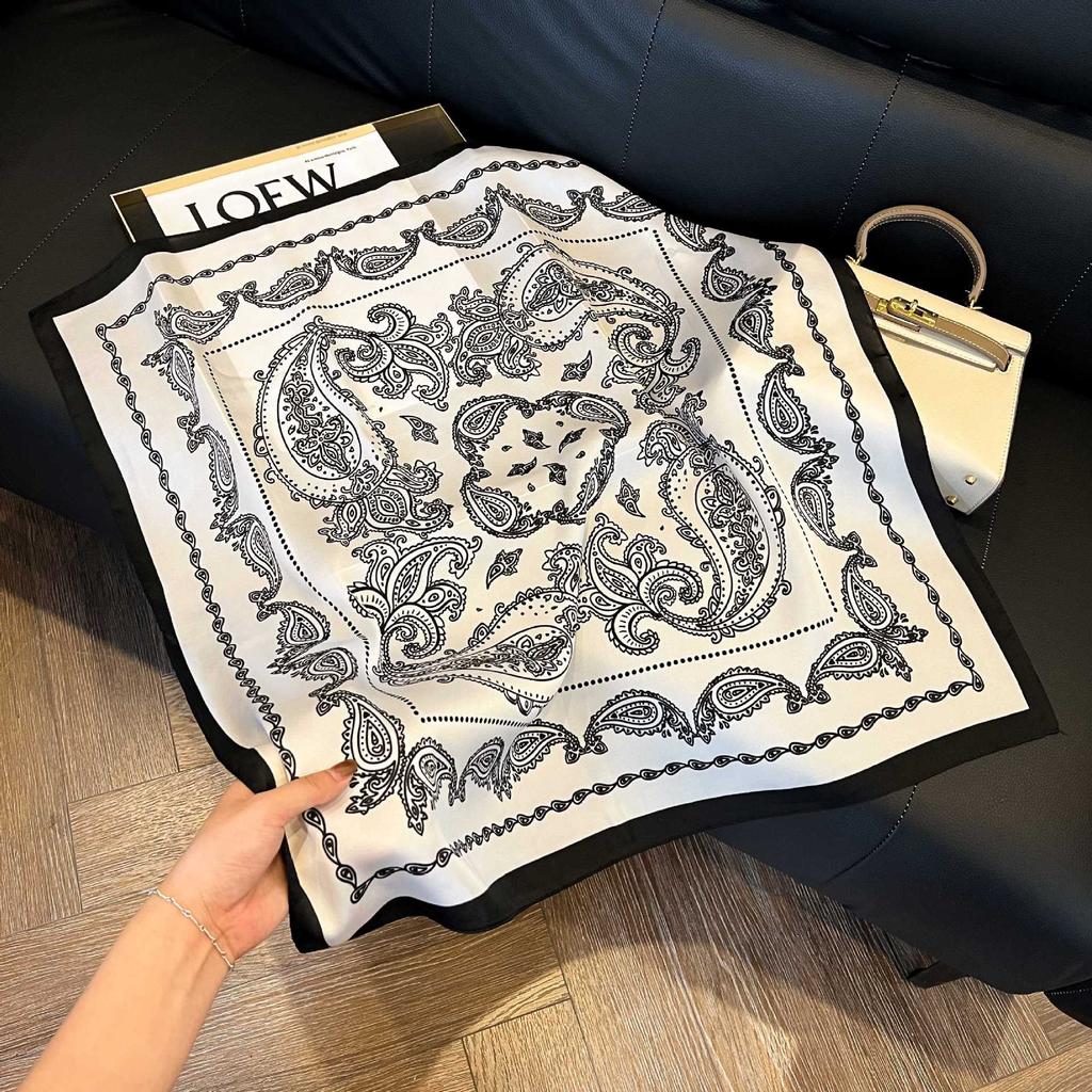Luxury Paisley Square Scarf Women Print Satin Neckerchief Spring Hair Band Foulard Bandana Echarpe Tie Shawl Wraps
