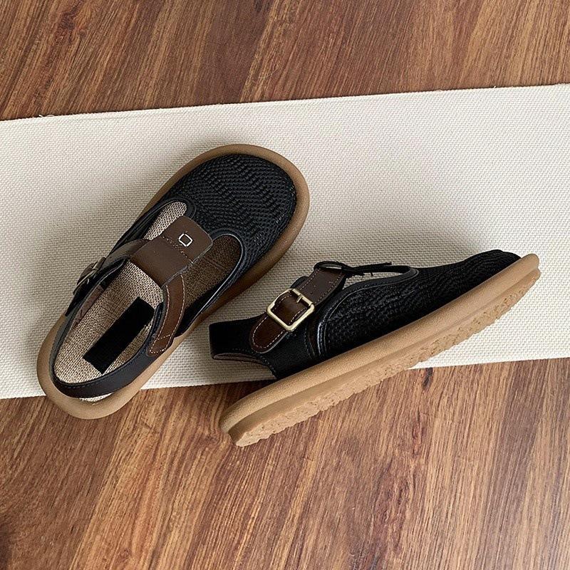 Leinensack Kopf Sandalen Damen weichsohlige Mesh atmungsaktive Lochschuhe tragen Mesh Baumwolle und Leinen Sandalen