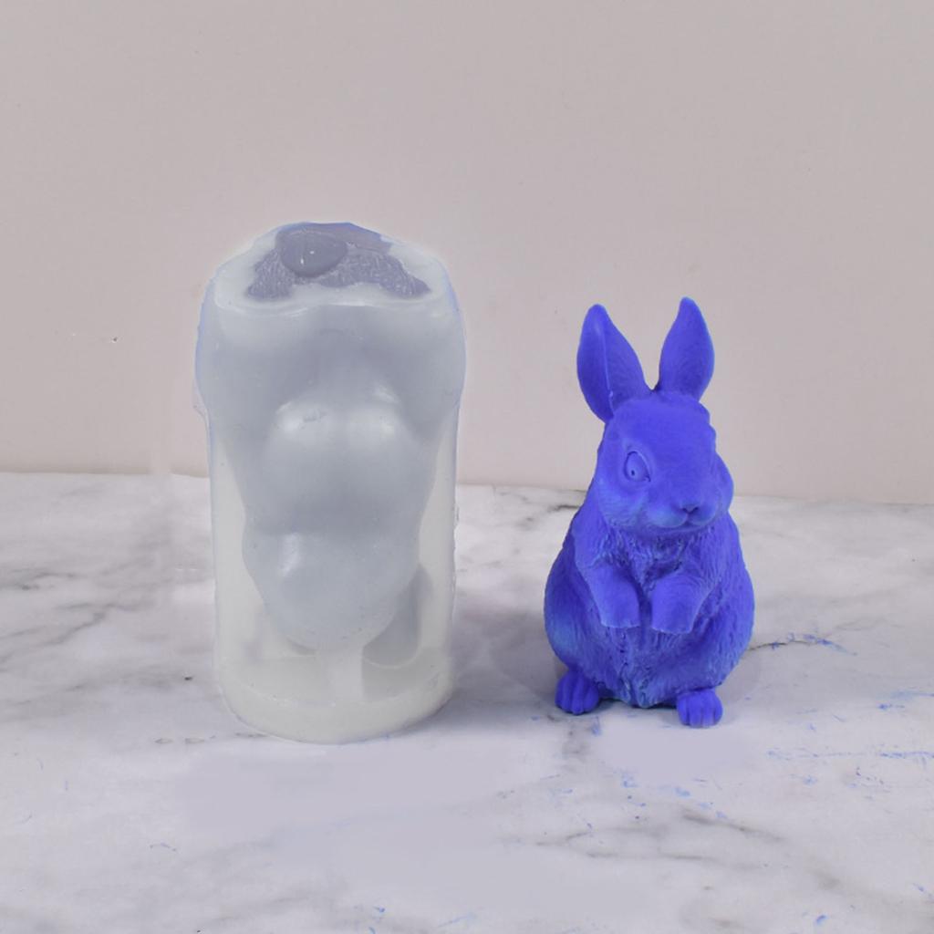 Ins Easter Rabbit Candle Mold Diy Aromath Gypsum Sit Up and Look Up Sitting Rabbit with Drooping Ears Silicone Mold