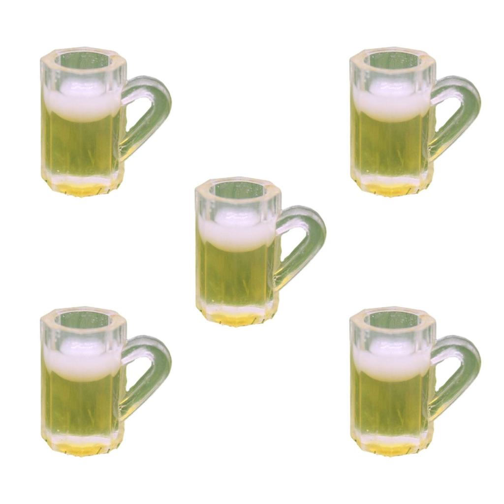 5 Pieces Dollhouse Drink Cup Doll House Accessories Resin Simulation Dollhouse Drinks for 1/6 1/12 Dining Cafes Playset Decor