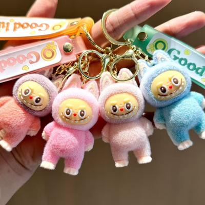 Flocking Doll Keychain, Doll Schoolbag, Sheep Pendant, Couple Keychain.