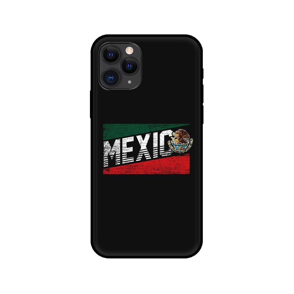 Black Tpu Case for Iphone 5 5s Se 2020 6 6s 7 8 Plus X 10 XR XS 11 12 Mini Pro MAX Back Cover Mexico Flag Emblem