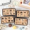 8 Pcs Vintage Cartoon Series Wooden Rubber Letter Number Symbol Stamp Set For Card Making Planner Scrapbook