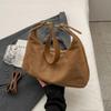 Large Capacity Hobo Bag Solid Color Tote Bag Simple Suede Shoulder Bag  Autumn and Winter