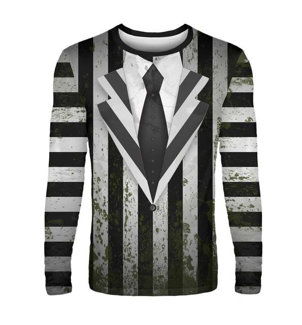 Suit Imitation 3D T-shirt For Men's Street Hip-hop Cosplay Funny And Personalized Round Neck Long Sleeved Fashion Casual New Top