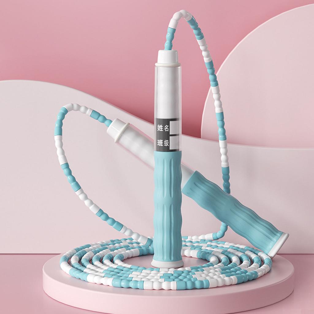 Coardă de sărit din bambus cu lungime reglabilă, coardă de sărit cu mărgele cu mâner din silicon pentru copii, studenți