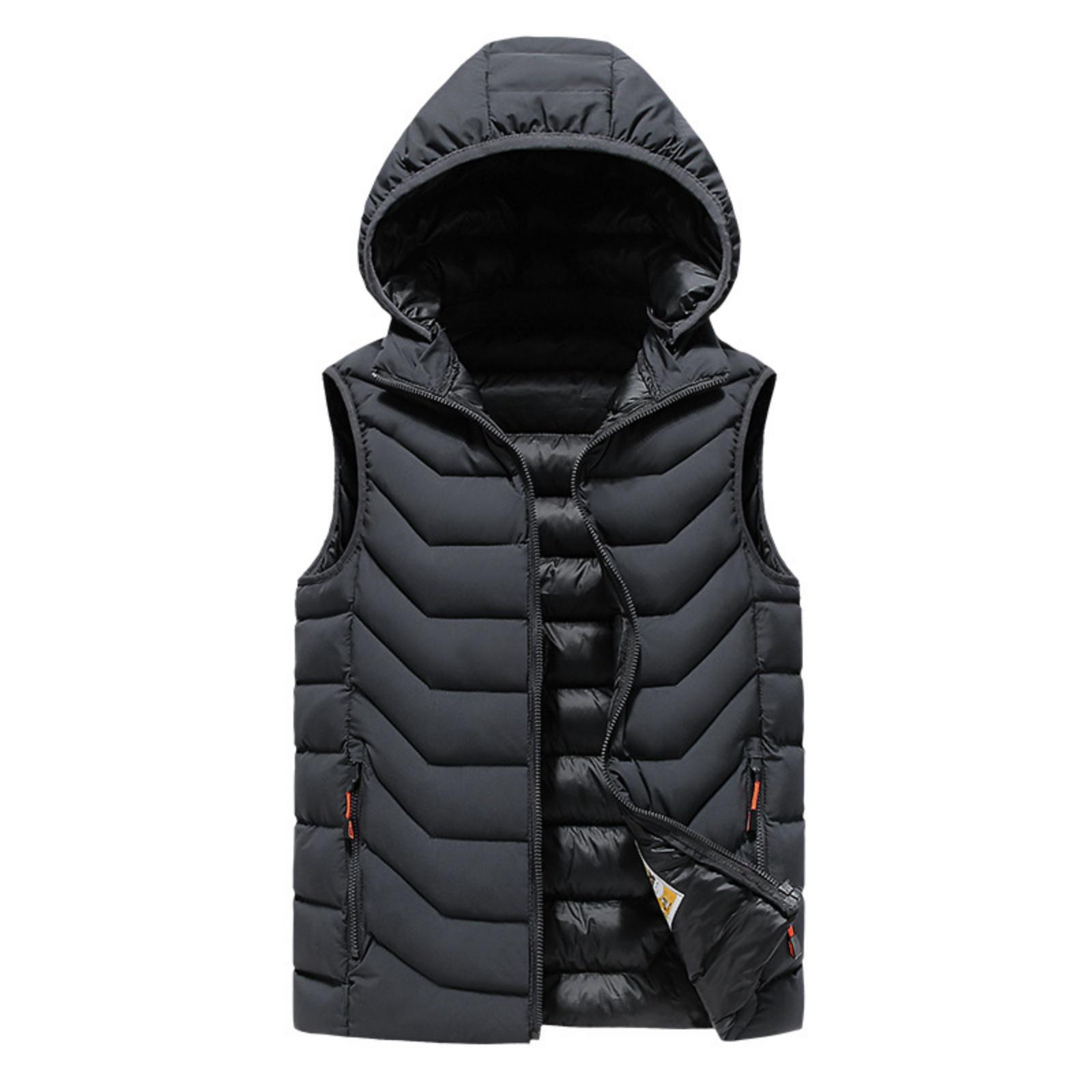 

Мужской повседневный и модный хлопковый жилет без рукавов с узором «рыбья кость», мужской приталенный хлопковый жилет-куртка однотонного цвета со съемным капюшоном XL